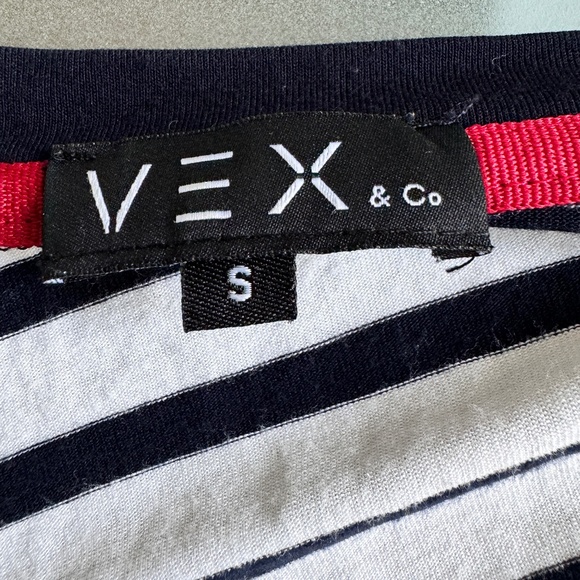 Vex- Dark Blue and White Stripped Short Sleeves Vest/ Top/ Cardigan - Picture 4 of 5